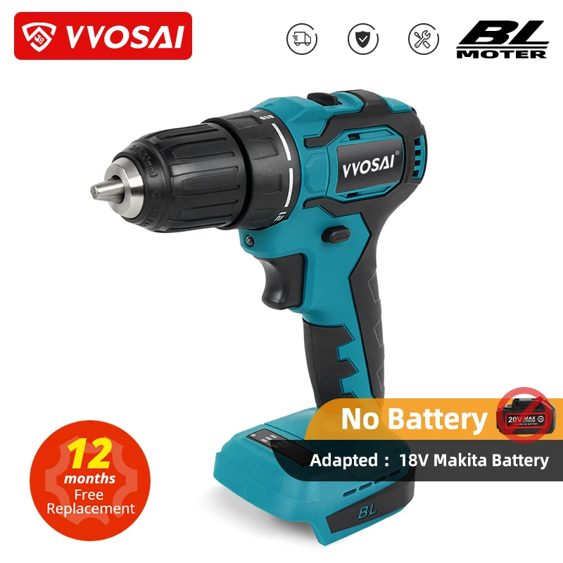 WOSAI Brushless Electric Drill 21+1 Torque Cordless Screwdriver Electric Power Screwdriver Drill For 18V Makita Lithium Battery