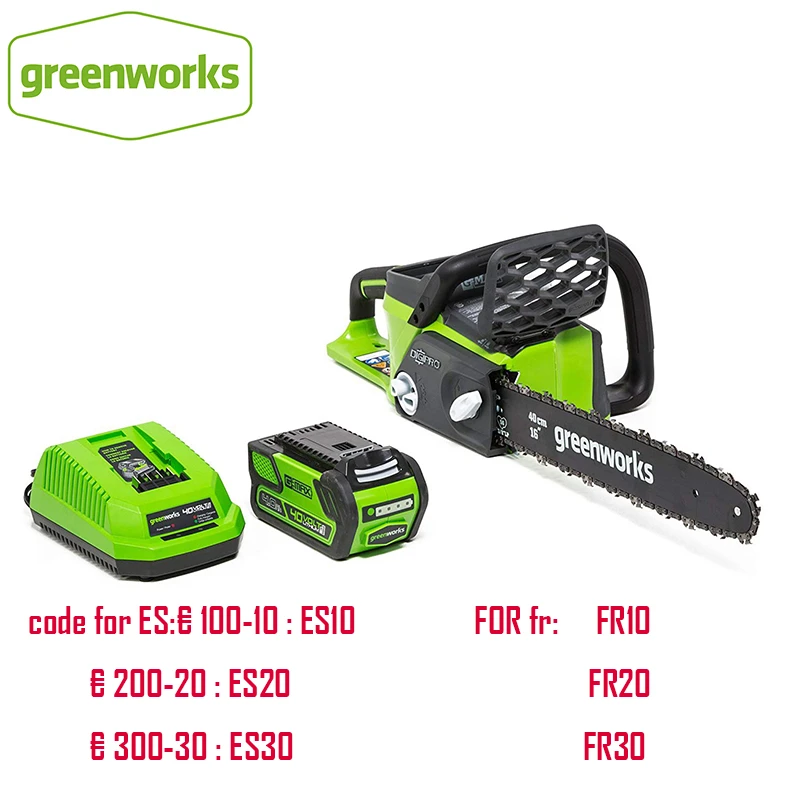 Greenworks GD40CS40 40v 4.0Ah Cordless Battery Chain Saw Brushless  Chainsaw Rechargeable Saw with 4.0ah Battery and Charger ,