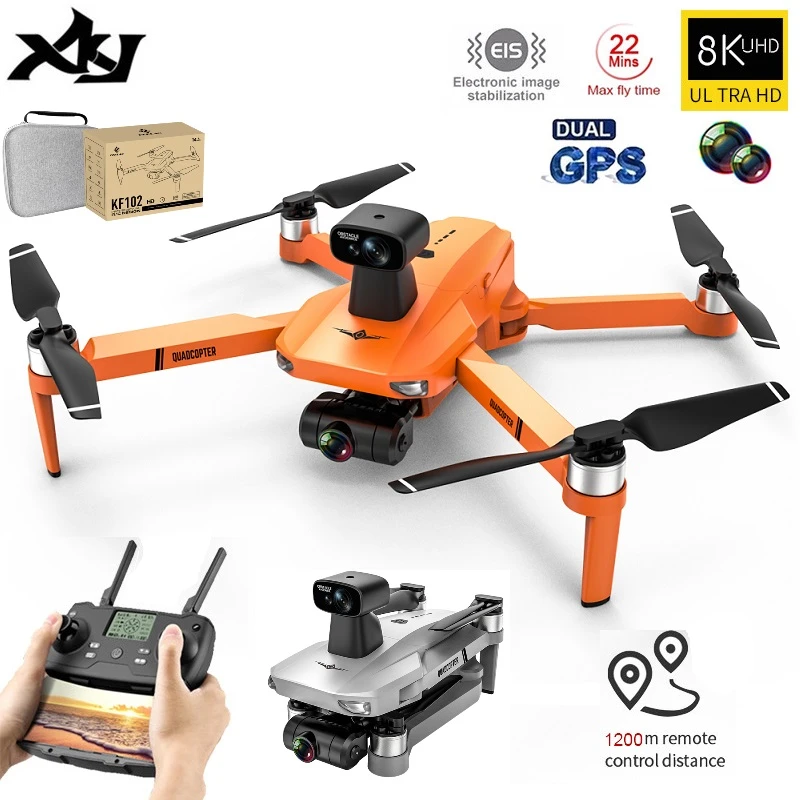 XKJ KF102 GPS Drone 8K HD Camera 2-Axis Gimbal Professional Anti-Shake Aerial Photography Brushless Foldable Quadcopter 1.2km