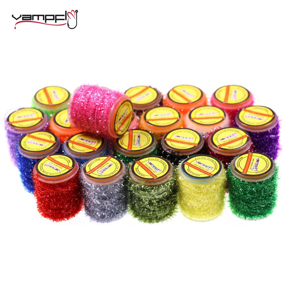 Vampfly 2 Spools Fishing Fly Tying Ice Chenille  Material For Knitting Streamer Fly Marabou Jig Ice Jig Flies Bass Pike Lures