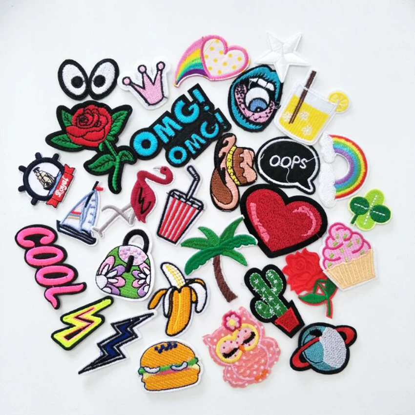 16pcs Random Mixed Letter Bird Letter Sew on Iron on Embroidered Patches for Clothes Cheap Stickers Clothes Fabric Badge P008