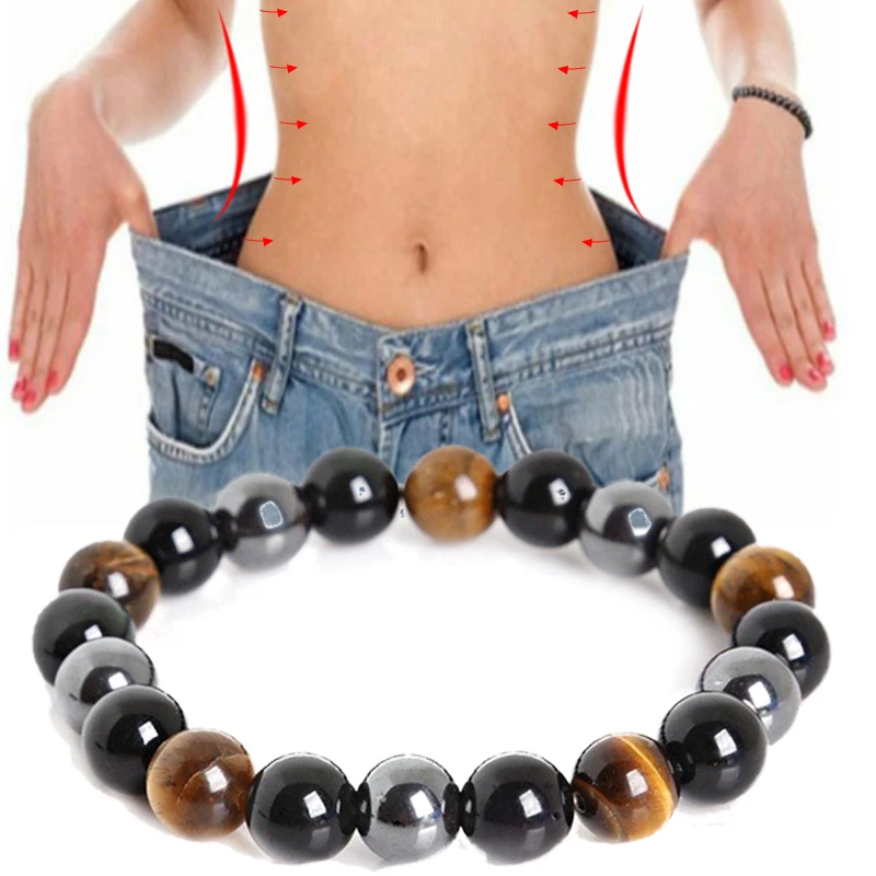 Natural Obsidian Stone Braceket Magnet Tiger Eye Beaded Bracelets Slimming Bracelet Healthy Weight Loss Jewelry Women Men