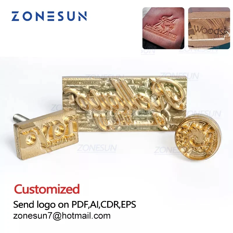 ZONESUN Custom Logo Metal Brass Branding Iron Mould For Wood Leather Stamp Design Cake Bread Cliche Mold Heating Embossing Tool