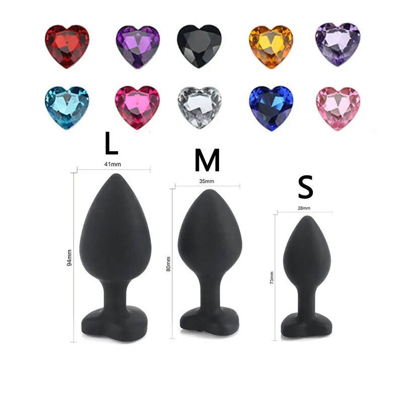 S/M/Lsize Heart-shaped black silicone anal plug Adult Toys for Men/Women Anal Trainer for Couples sex toys  silicone butt plug