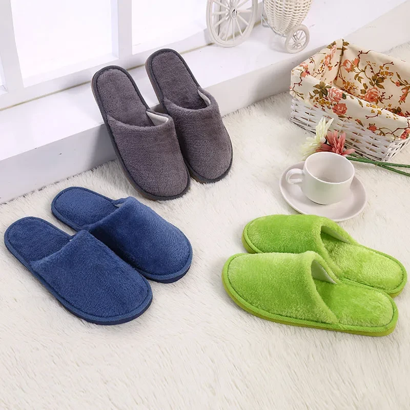 2020 Winter Fashion Candy Color Lovers Women Slippers Men Slippers Fleece House Shoes Warm Soft Flats Home Indoor Shoes Woman