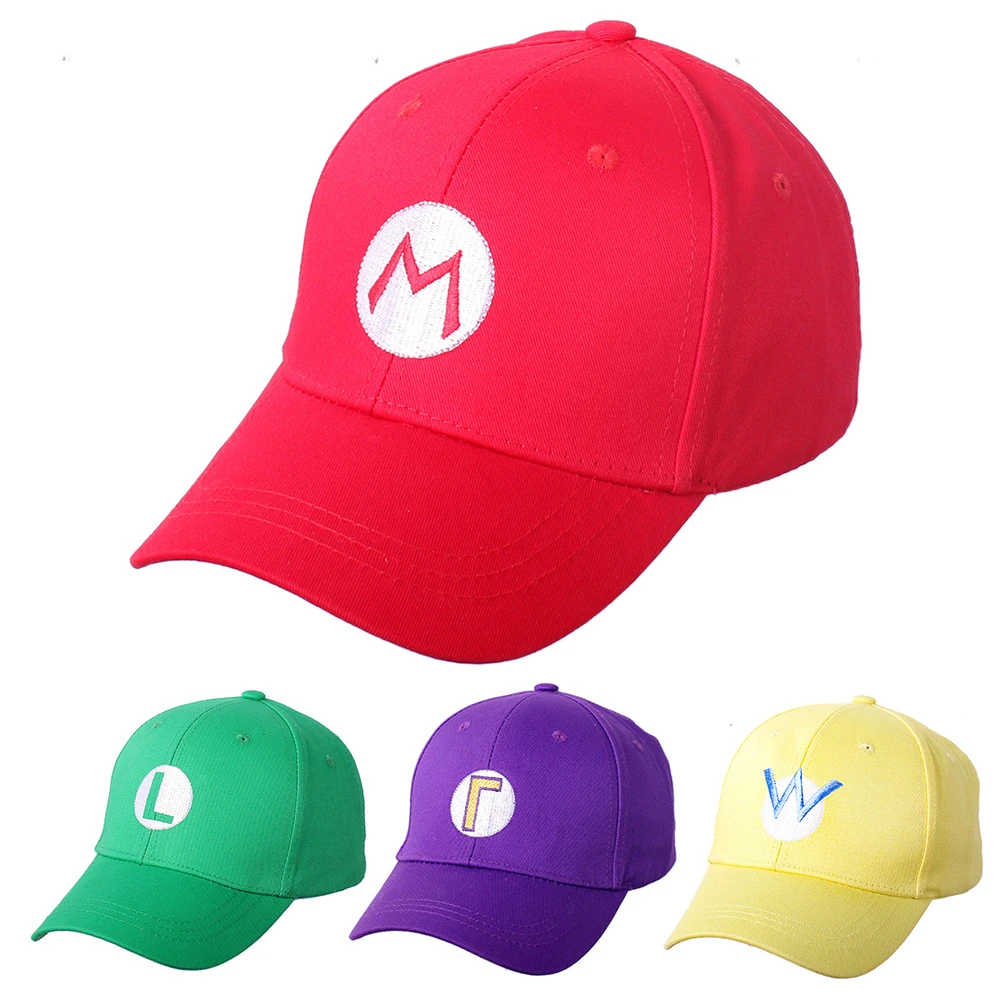 Super Mario Baseball Cap Embroidery Logo Visor Mario Brothers Cartoon Anime Game Character Cap Cosplay Hat Birthday Gifts