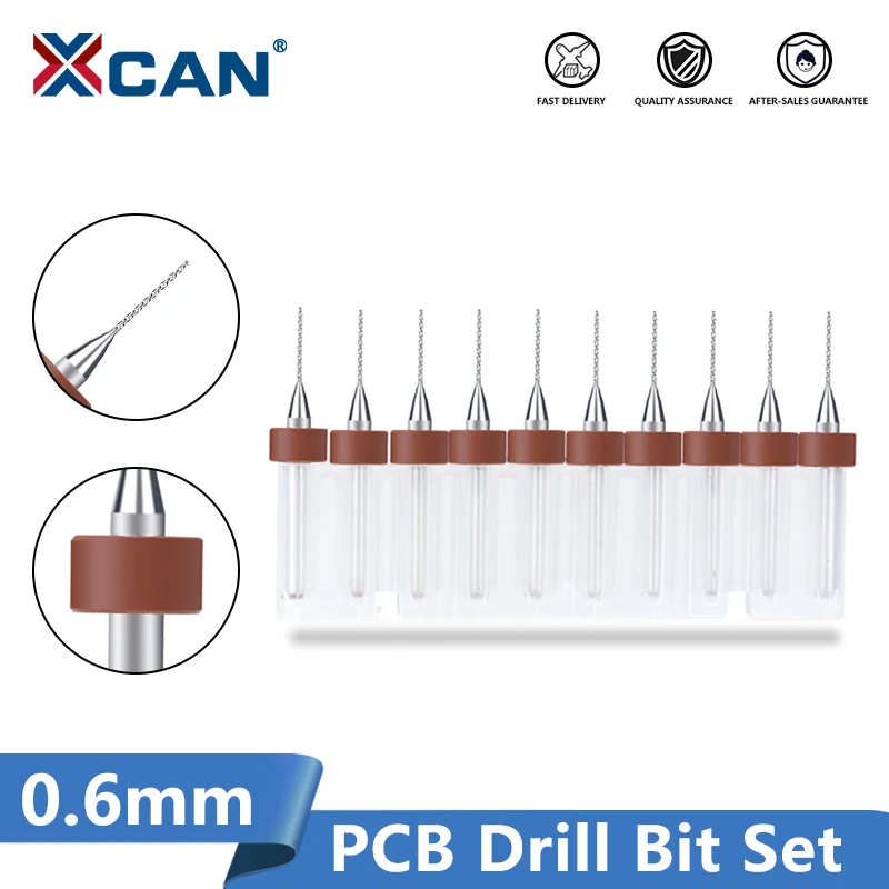 XCAN 0.6mm Import Carbide PCB Drill Bits for Drilling PCB Print Circuit Board Mini Drilling Tool Bit