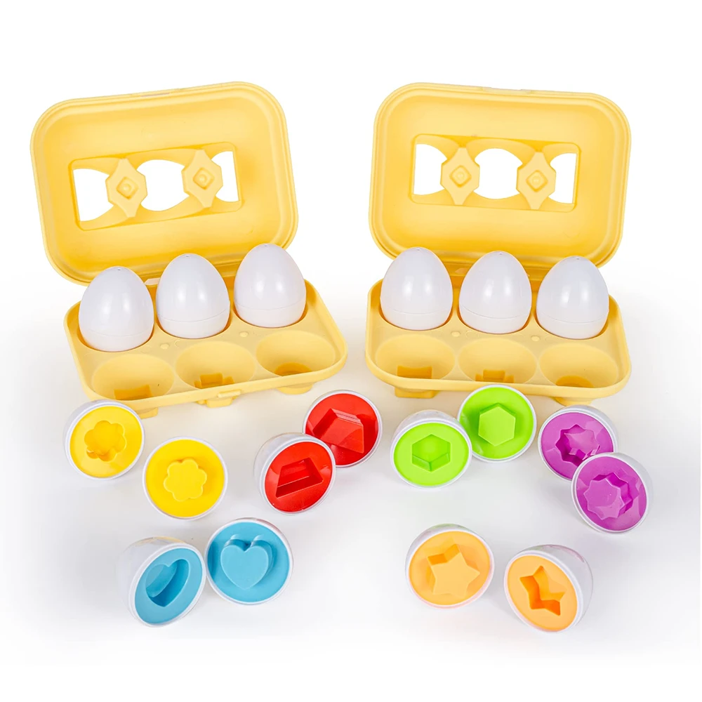 Montessori Educational Toys Smart Eggs 3D Puzzle For Children Jigsaw Mixed Shape Tool Color Recognize Shape Match Game Math Toys