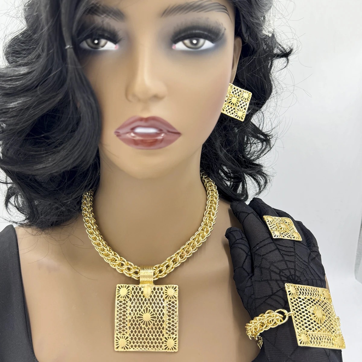 Liffly Dubai Gold Jewelry Sets for Women Big Necklace African Beads Jewelry Set Nigerian Bridal Wedding Costume Jewelry