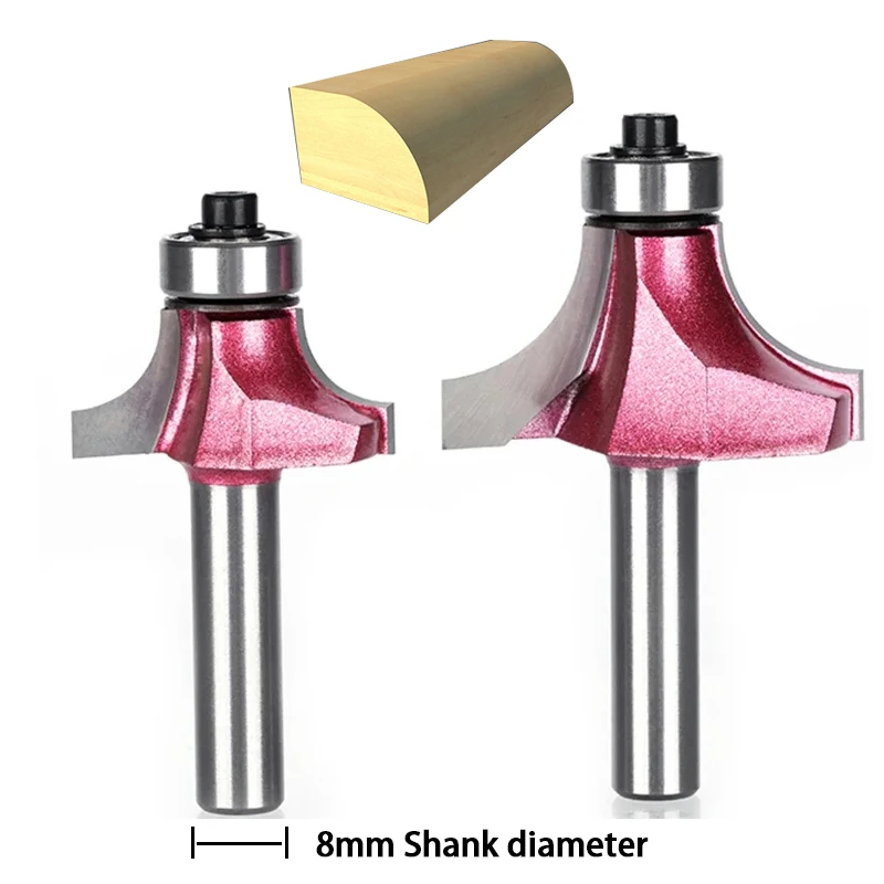 HUHAO 1pcs 8mm Shank Round-Over Router Bits for wood Woodworking Tool endmill with bearing milling cutter Corner Round Over Bit