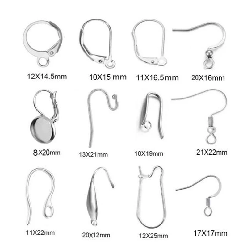 50pcs Stainless Steel Jewelry French Earring Hooks Findings Not Allergic Ear Hook Earrings Clasps For DIY Jewelry Making