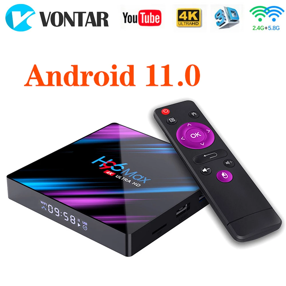 H96 MAX 4GB 64GB Android 10.0 Smart TV Box Android 11 Rockchip RK3318 1080P 4K Google Store H96MAX Media player  Set top Box