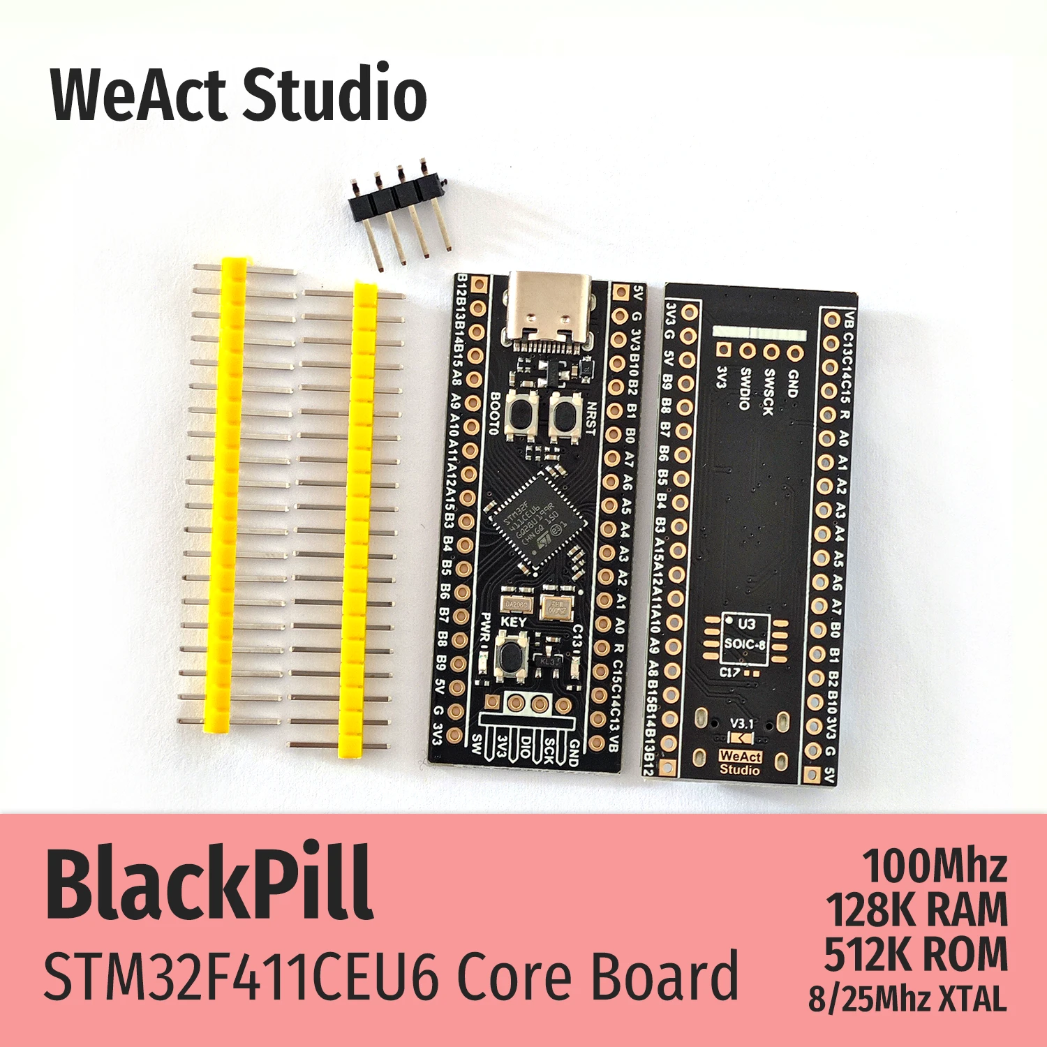 WeAct STM32F411CEU6  STM32F411 STM32F4 V3.1 Learning Board Micropython PYBoard Arduino BlackPill Development 512KB Flash 128KB