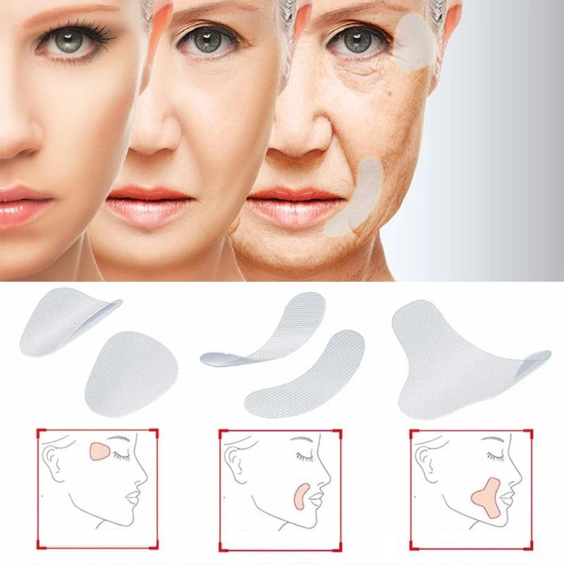 12/27/24pcs Thin Face Stickers Facial Line Wrinkle Sagging Skin Lift Up Tape Frown Smile Lines Forehead Anti-Wrinkle Patches