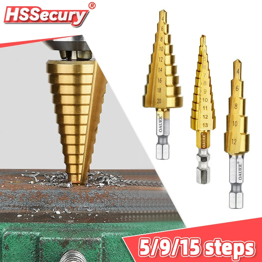 HSS Straight Groove Step Drill Bit Titanium Coated Drill for Metal Hole Cutter Core Drilling High Speed Tools Steel Wood 4-22mm
