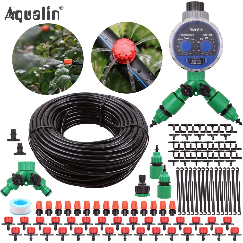 Aqualin 10M/25M/30M Garden 4/7mm Hose Drip Spray Watering Kits Home Yard Dripper Spray Nozzles Irrigation System #26301-12