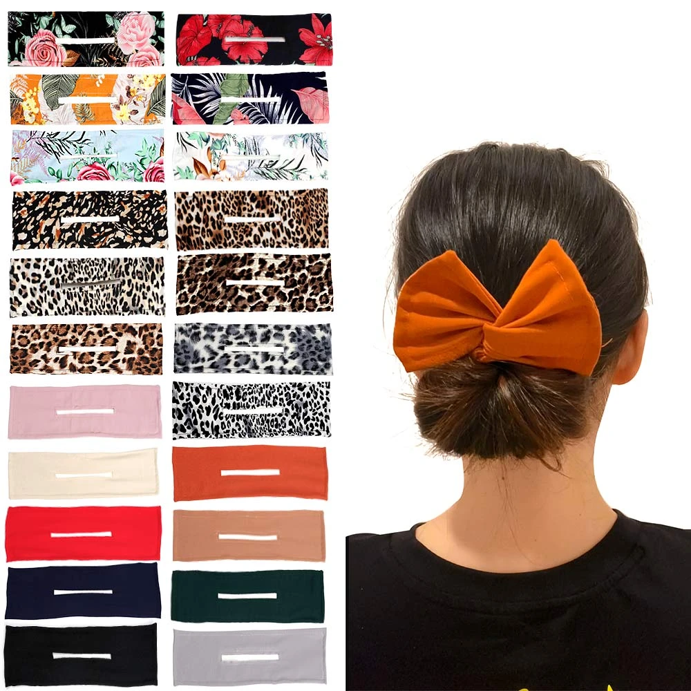 Magic Lazy Bun Hairstyle Hair Band Hair Scrunchies Women Fashion Leopard Floral Bud Head Korean Elegant Donut Twist Tool
