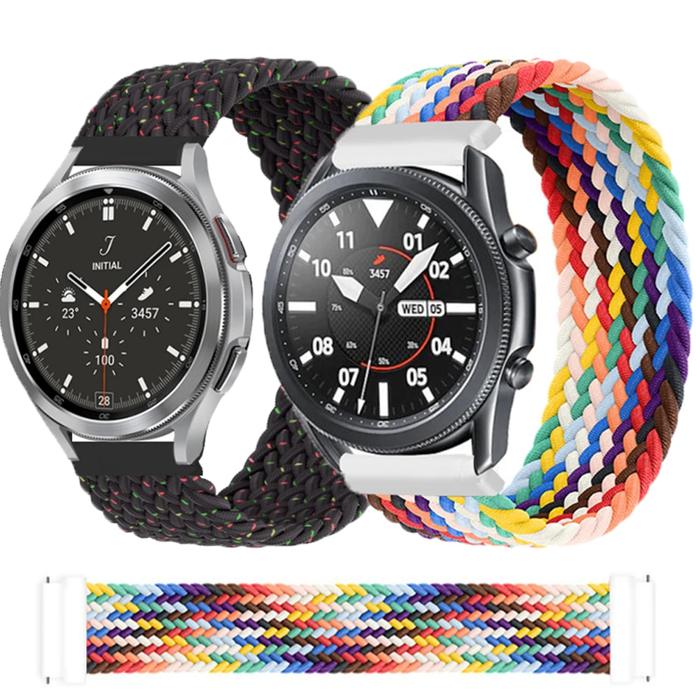 Braided Solo Loop band for Samsung Galaxy watch 4/4 classic/active 2/Amazfit bracelet Huawei watch GT 2e Pro strap 20mm 22mm