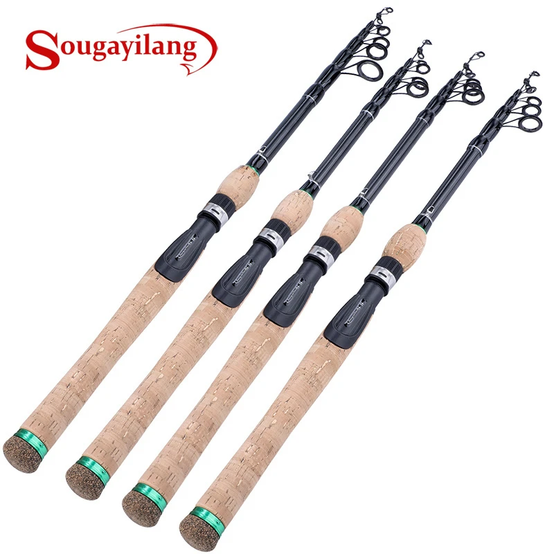 Sougayilang 1.8M-2.7M Protable Telescopic Fishing Rod Cork Handle Spinning Fishing Rod Carbon Fiber Travel Fishing Rod Tackle