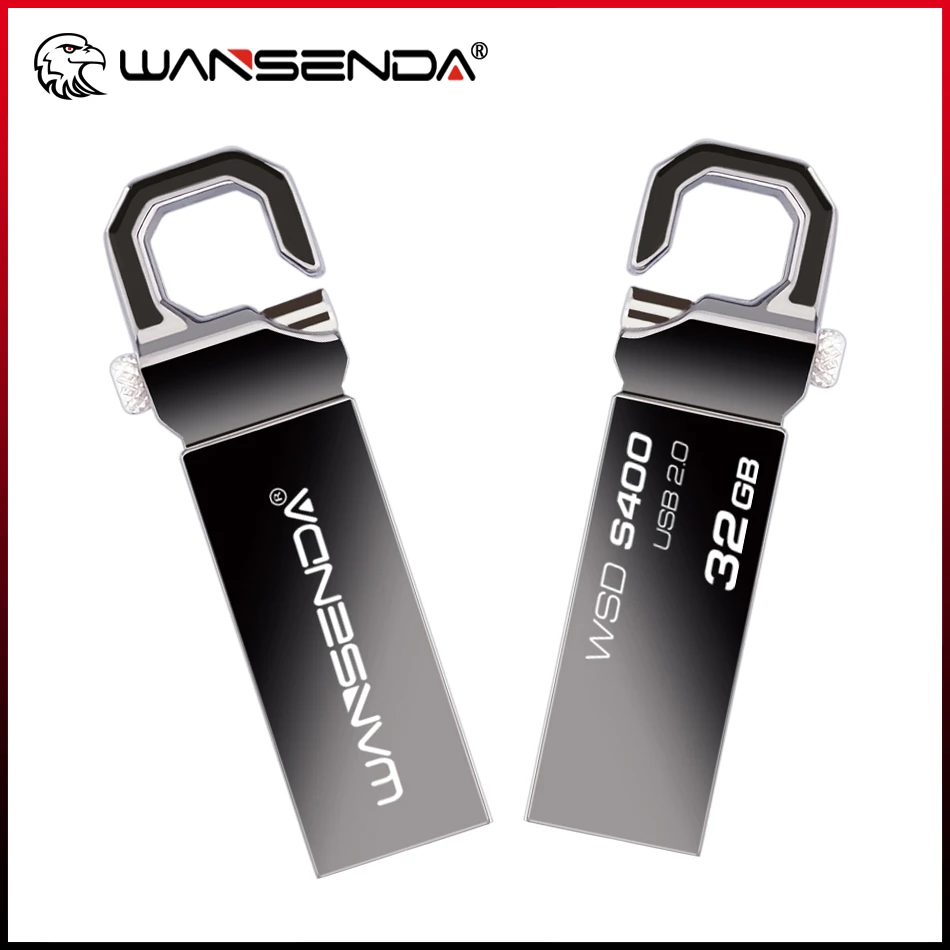 WANSENDA Keychain USB Flash Drive 64GB Metal Pen Drive 32GB 16GB 8GB 4GB Pendrive USB Memory Stick Waterproof Flash Drive