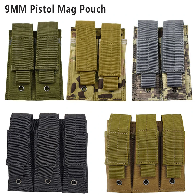 9mm Double Pistol Magazine Pouch Molle Belt Dual Mag Holster Holder Bag Attachment Package for Tactical Hunting Outdoor Military