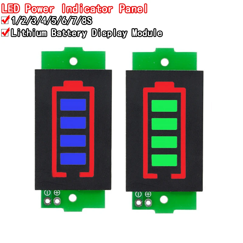 1/2/3/4/5/6/7/8S Lithium Battery Capacity Indicator Module Blue Green Display Electric Vehicle Battery Power Tester 3.7V Li-ion