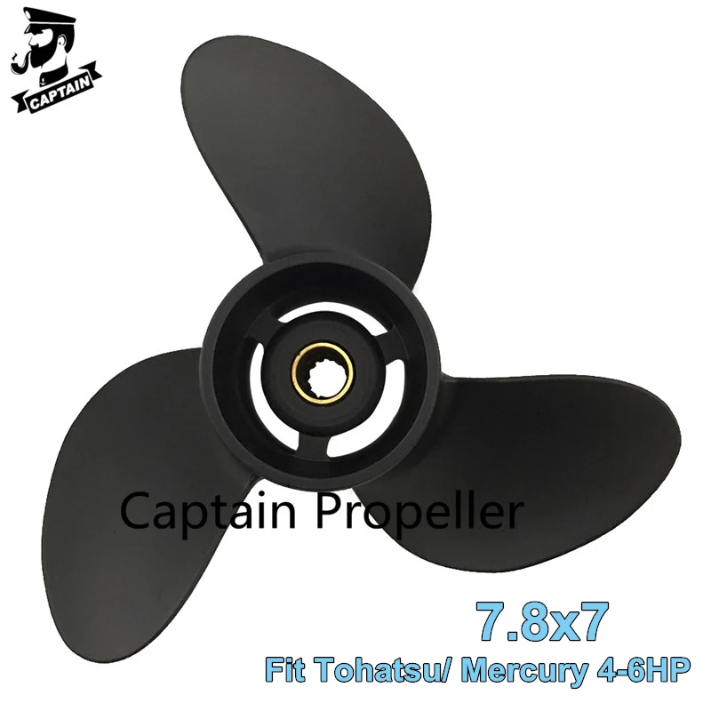 7.8x7 Outboard Propeller Fit Tohatsu Mercury Engine 4HP 5HP 6HP MFS4/5S/6S M5B 12 Tooth Spline RH 3R1B64514-2 Aluminum