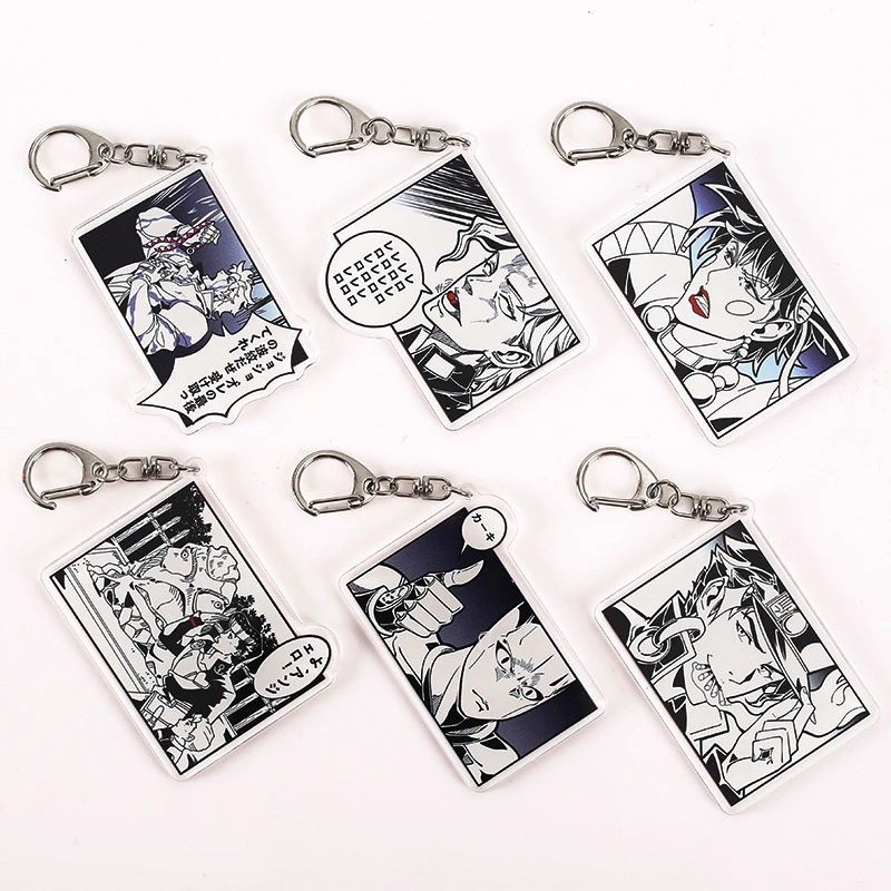 Keychain Womans JoJo's Bizarre Adventure Women Key Chain Pendant Key Ring Key Holder Jewelry Creative Chain for Pants Llaveros