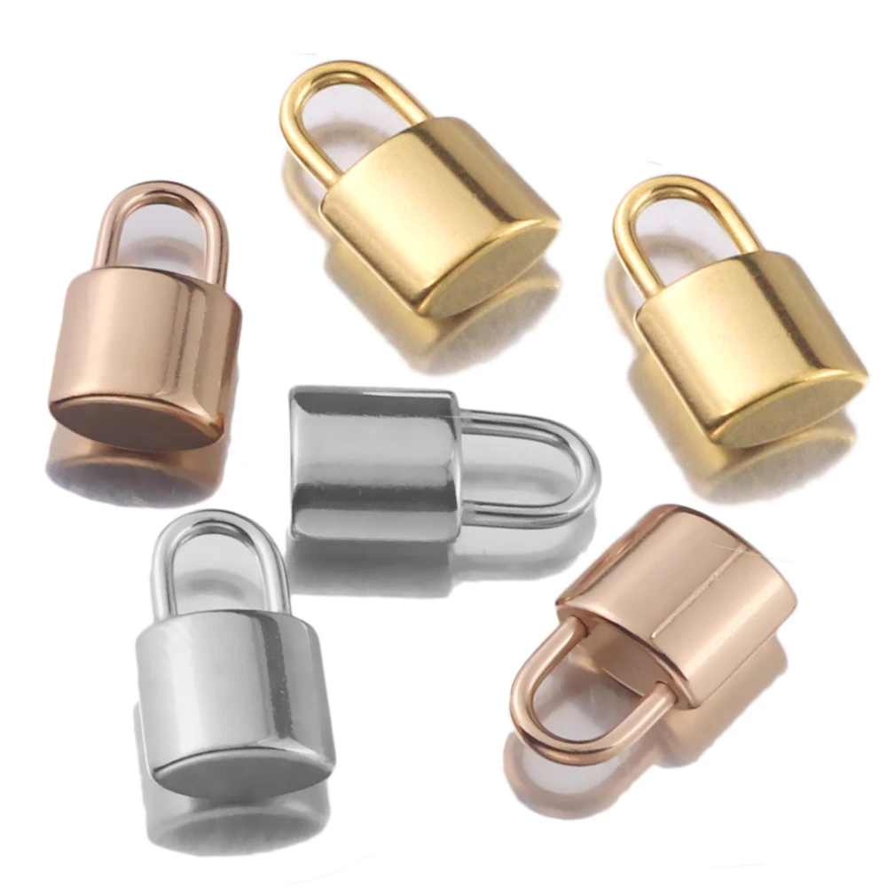 5Pcs/lot Stainless Steel Rose Gold Pad Lock Pendant Floating Charms for Diy Necklace Bracelet Jewelry Earring Making Wholesale