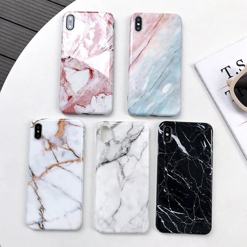 Marble case on For Coque iPhone 12 13 Pro Max 11 6 6s 7 8 Plus X XR XS Max Silicone Soft TPU Back Cover For iPhone X Phone case