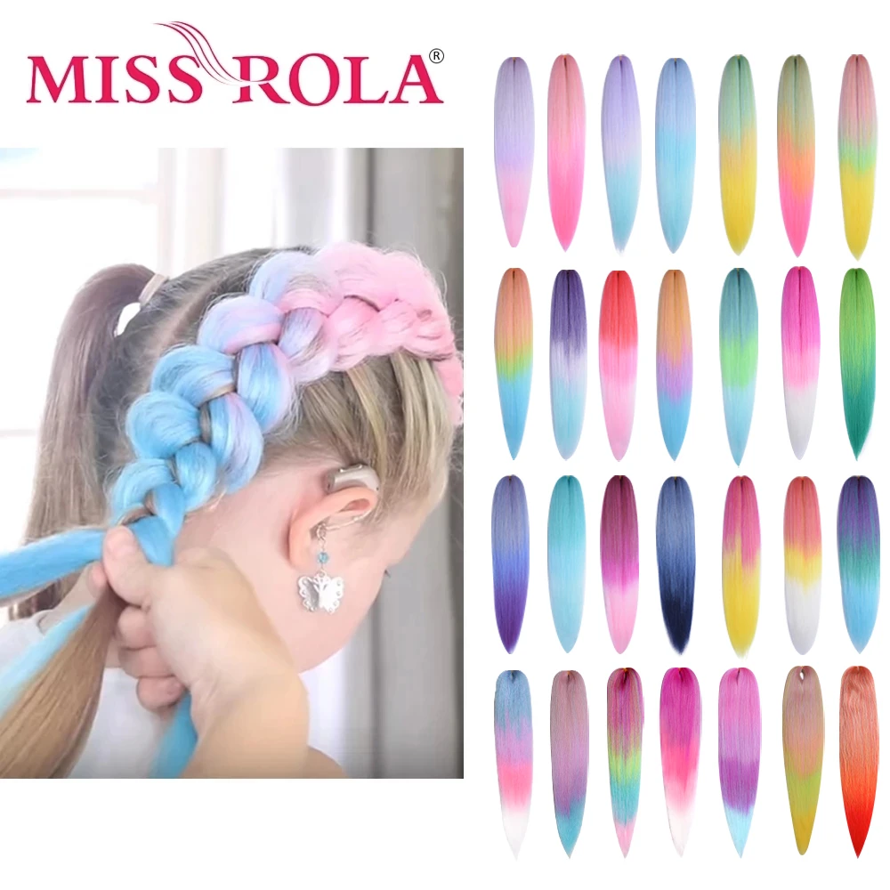 Miss Rola 22 Inch 60G Kanekalon Hair Synthetic Jumbo Braid Yaki Straight Hair Extension Pink Blonde Twist Braid Bulk Wholesale