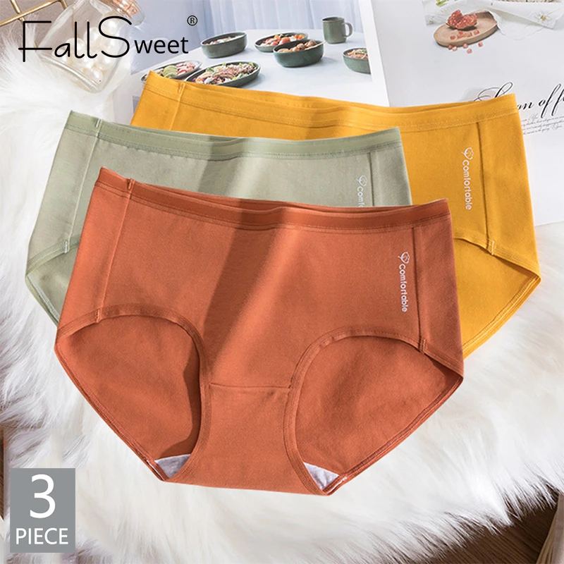 3pcs/Pack! Low Waist Cotton Women Briefs Comfortable Solid Color Panties