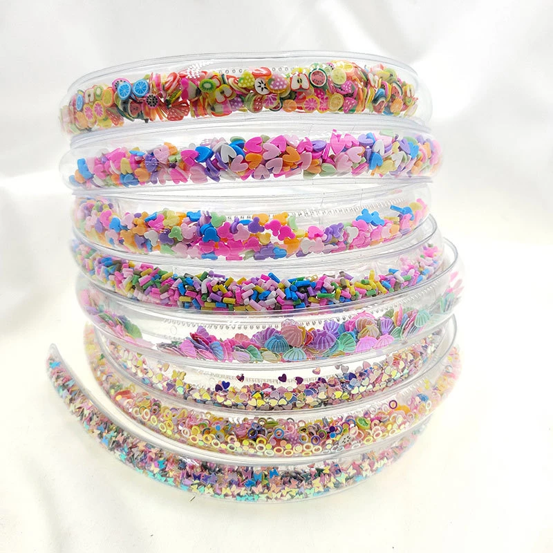 Transparent Quicksand Headbands for Children Kids Girls Fashion Glitter Sequin Teeth Hairbands Bezel Hair Hoops Hair Accessories