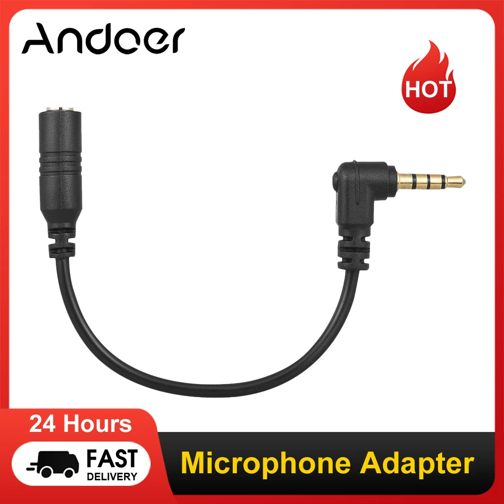 Andoer EY-S04 3.5mm 3 Pole TRS Female to 4 Pole TRRS Male Microphone Adapter Cable Audio Stereo Mic Converter for Smartphone