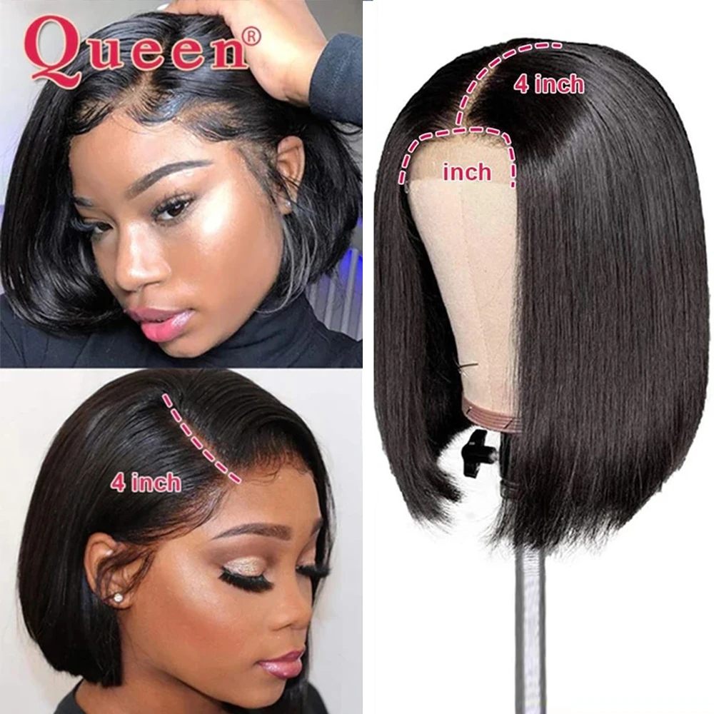 Blunt Cut Bob Wig Brazilian Lace Front Human Hair Wigs Straight Bob Wig For Women Remy 4X4 Lace Closure Bob Wigs With Baby Hair