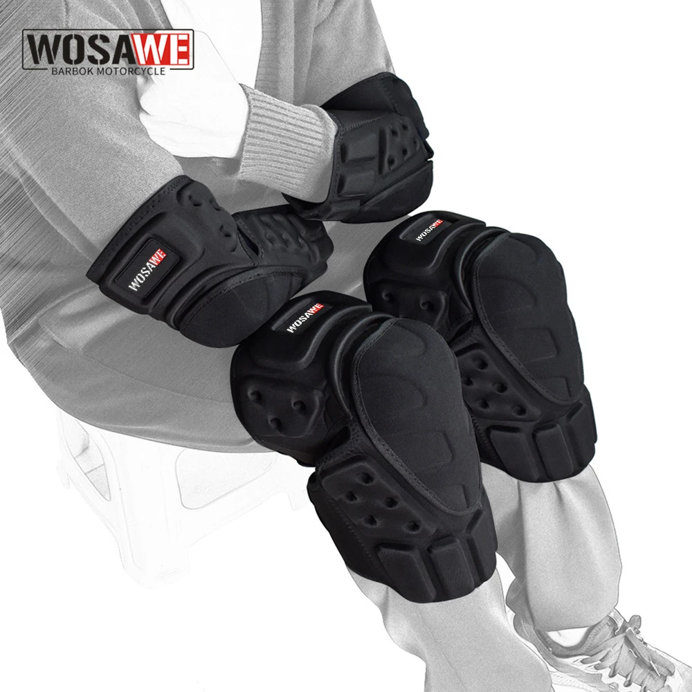 WOSAWE MTB Motorcycle Knee Elbow Protective Pad Set Motocross Snowboard Racing Ski Racing Roller Body Protection Knee Pads Kit