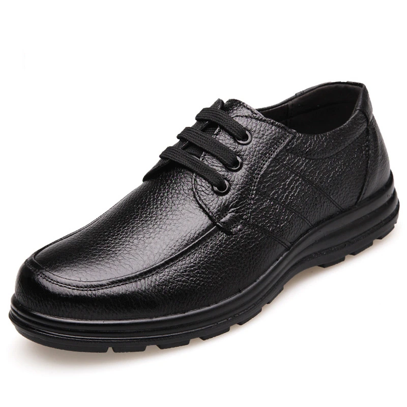 New 2020 High Quality Genuine Leather Shoes Men Flats Fashion Men's Casual Shoes Brand Man Soft Comfortable Lace up Black ZH740