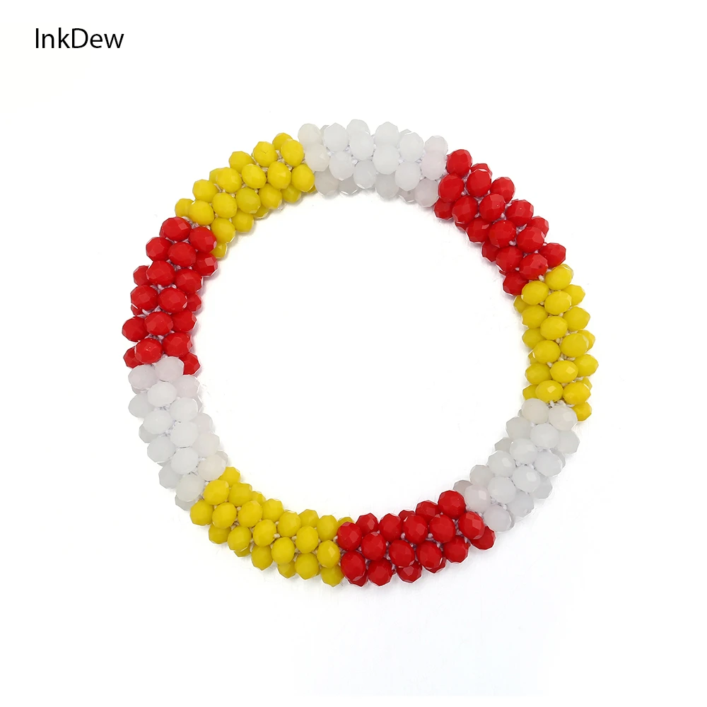 INKDEW 2019 Trendy Bead Bracelet Elastic Handmade Strand Bracelets for Women Gift Red Multicolor WHOLESALE Bracelets & Bangles