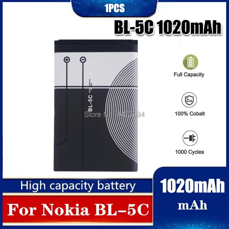 1PCS BL5C BL-5C BL 5C 3.7V Lithium Polymer Phone Battery For Nokia 1100 1110 1200 1208 1280 1600 2600 2700 3100 3110 5130 6230