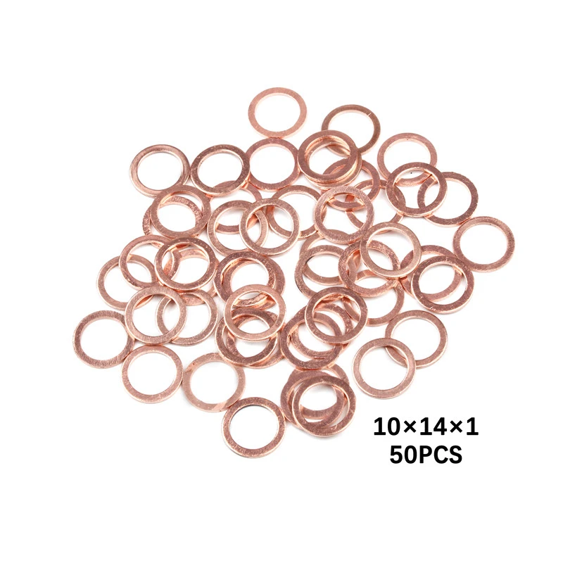 120/100/50/20pcs 10x14x1mm Copper Sealing Washer Solid Gasket Sump Plug Oil For Boat Crush Washer Flat Seal Ring Tool Kit