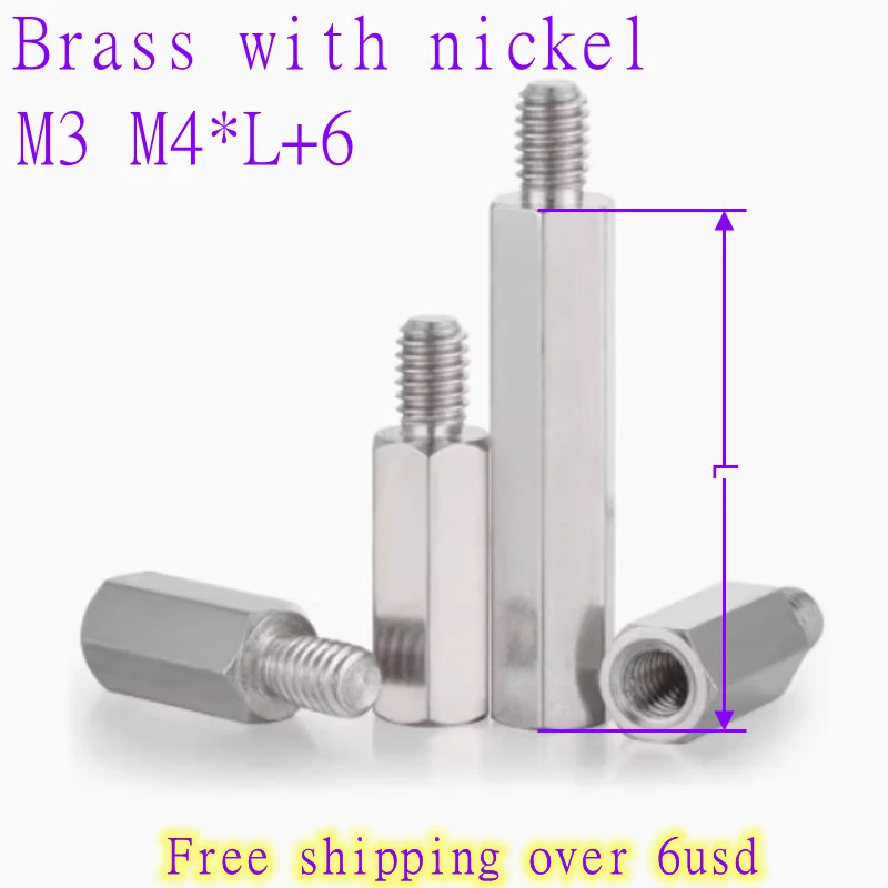 20PCS/10PCS m3 M4 Male to Female nickel Brass Standoff Spacer M3 Hexagonal Stud Spacer  Pillars