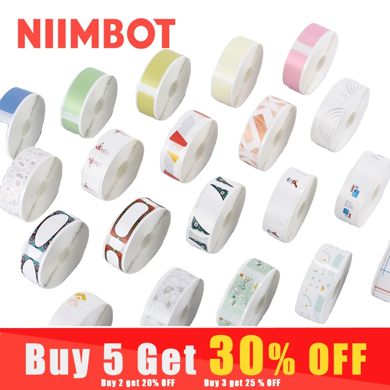 Niimbot D11 Label  Maker Tape  Sticker Replacement Transparent Colorful White   Label Machine Print Paper Waterproof Tear Proof