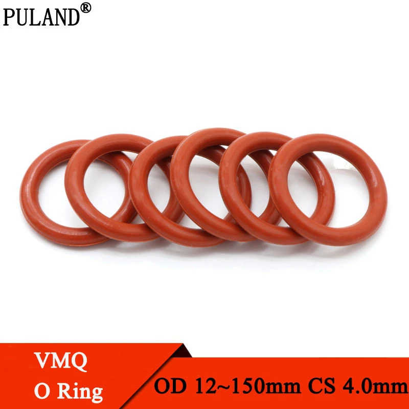 10pcs Red Silicone Ring Gasket CS 4mm OD 15 ~ 80mm Silicon O Ring Gasket Food Grade Rubber o-ring vmq assortment hvac tools