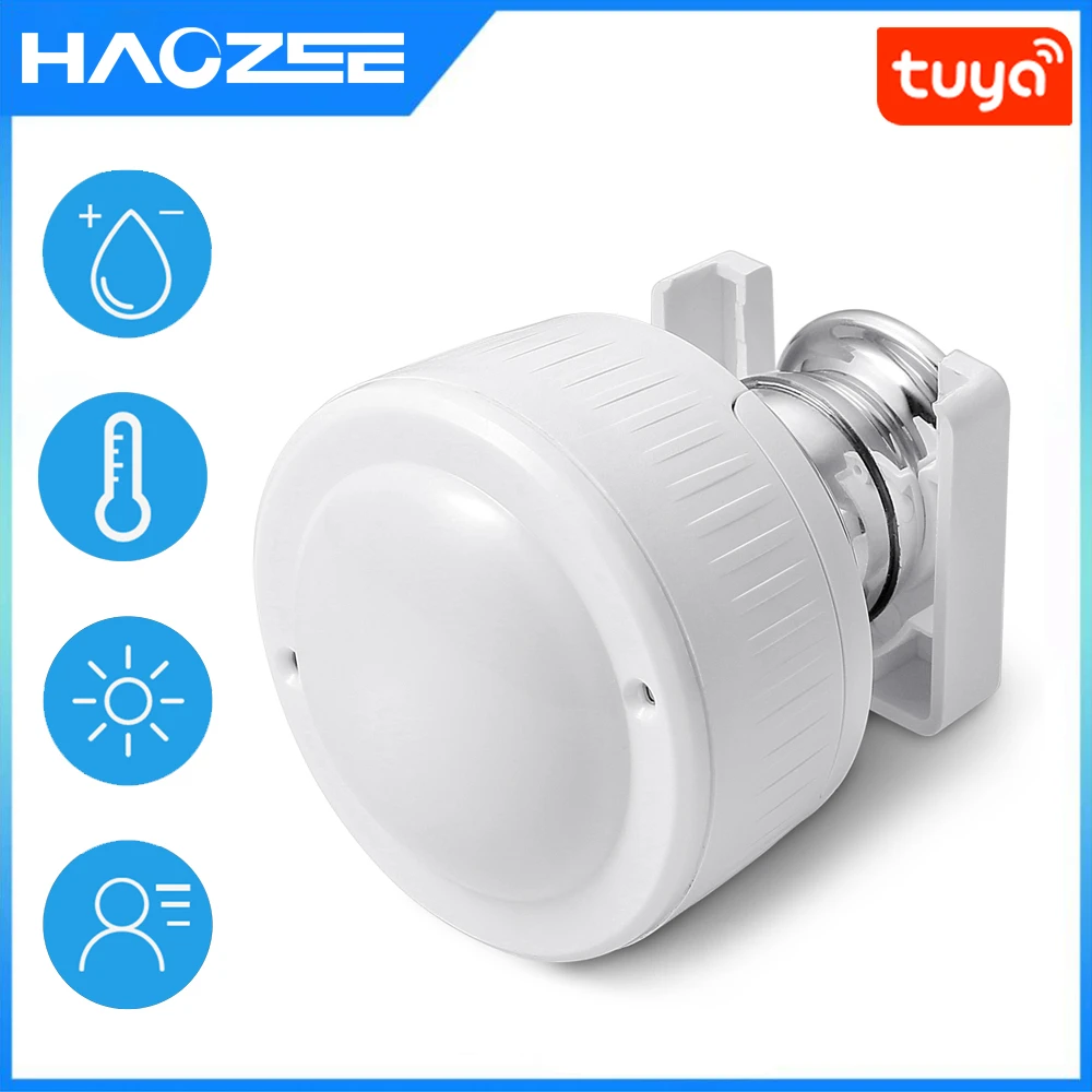 Tuya ZigBee Multi-Sensor 4 in 1 Smart PIR Motion Humidity Light Temperature Sensor USB Charge Or Battery Operated