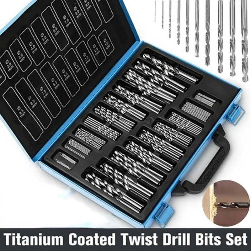 200/100pcs Titanium Coated Drill Bits Set  HSS Mini Extractor Drill Bit 1/1.5/2/2.5/3mm For Metal Wood Aluminum Drilling Tools