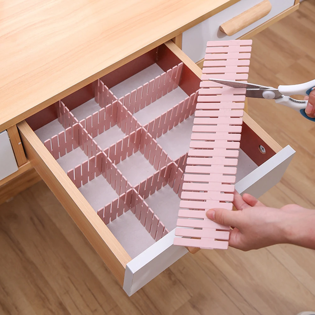 Adjustable Plastic Drawer Divider DIY Storage Shelves Household Free Combination Partition Board Space-saving Division Tools