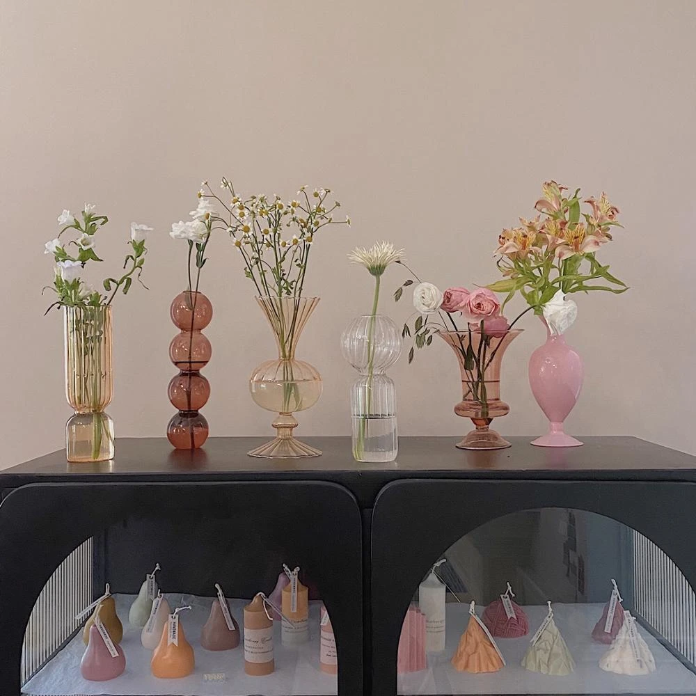 Nordic Plant Vases Desk Table Decor Flower Vase Glass Terrarium Hydroponic Home Decoration Office Decorative Vases