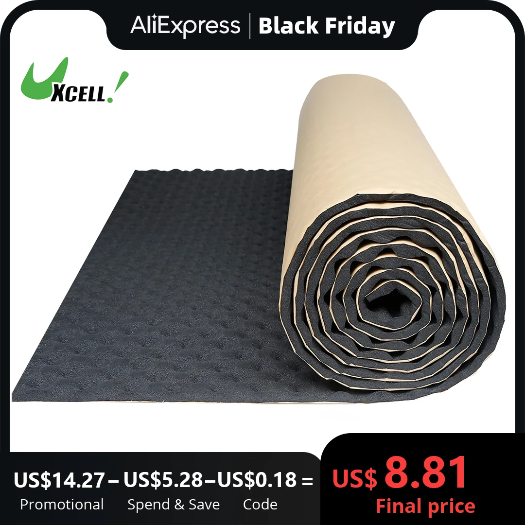 UXCELL 8Sizes Studio Sound Acoustic Absorption Car Heatproof Wave Foam Deadener Car Soundproof Cotton Insulation