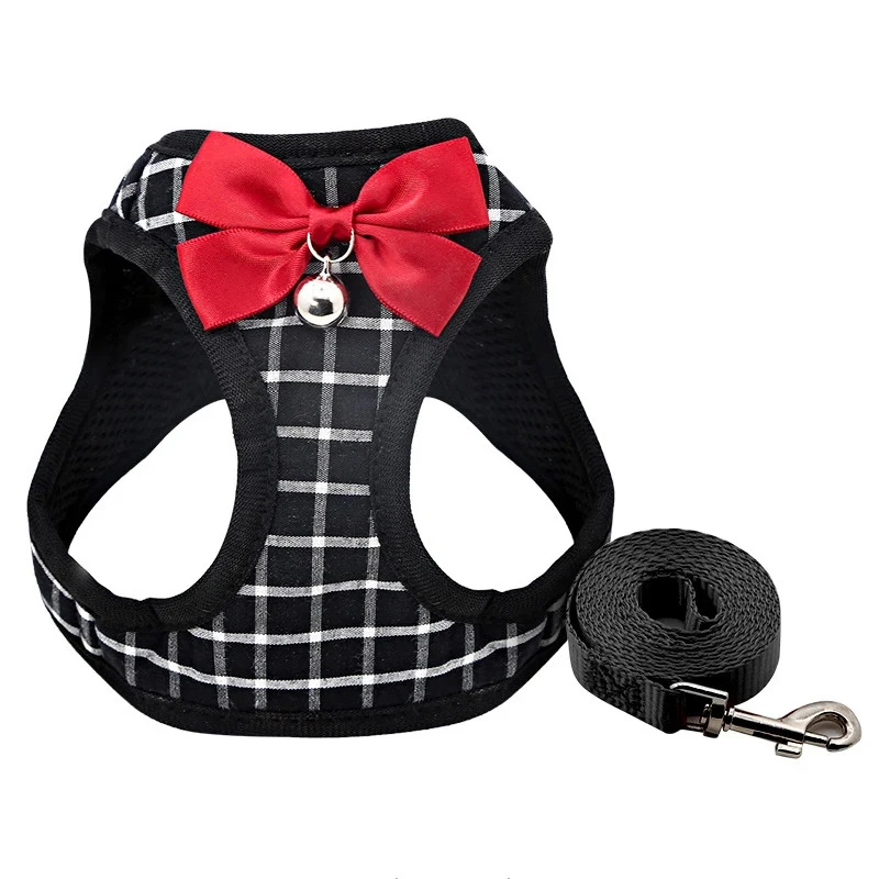 Anchor Puppy Dog Harness Vest with Bowtie Bells Adjustable Suit Tuxedo Cute Bowknot Cat Harness Leash Set for Cats Kitten