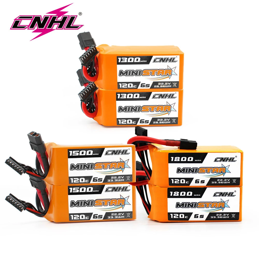 2PCS CNHL Lipo 6S 1500mAh Battery 22.2V 120C Ministar Series XT60 For FPV Drone Quadcopter Helicopter Airplane RC Car Boat